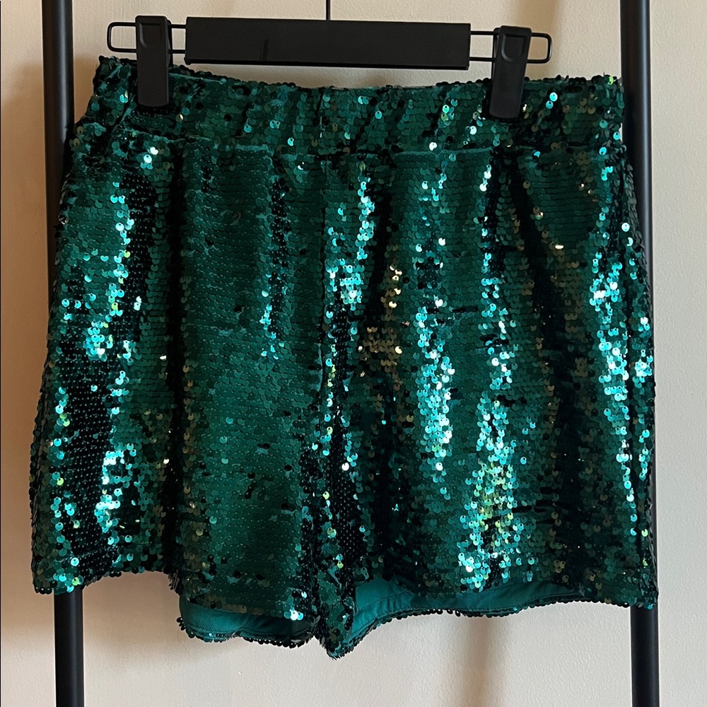 Sincerely Jules Green Sequin Shorts